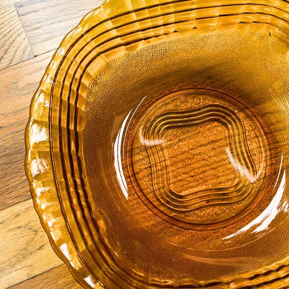 Vintage Rare Duralex Frosted Brown Amber Glass Wave Serving Bowl France - Picture 5 of 6